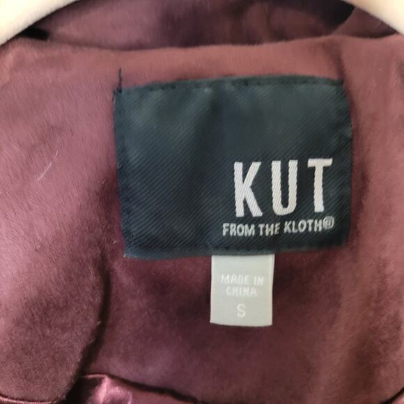 KUT From The Kloth Quilted Suede Moto Jacket Maroon Size Small - Picture 4 of 7